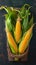 A golden harvest isolated corn on a textured wooden background