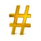 Golden hashtags icon