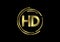 Golden HD Video Resolution Icon Logo, HD Label web button