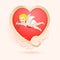 Golden heart with cupid isolated