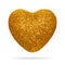 Golden heart with glitter texture isolated on white background. Heart shape.