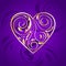 Golden Heart with Ornament in Purple
