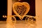 Golden heart shaped gift item decoration