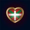 Golden heart shaped Illustration of Basque lands flag