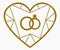 Golden heart and wedding rings