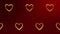 Golden hearts on dark red background