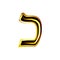 Golden Hebrew Alphabet. Brilliant Hebrew font. Letter gold Caf. Vector illustration on isolated background..