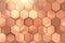 Golden hexagon background with light and glow effect