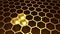 Golden Hexagonal Honeycomb with Gold: Abstract Close-Up Background