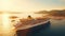 Golden Horizons: Bird\\\'s Eye View of Cruise Ship and Rooftop Festivities