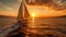 Golden Horizons: A Serene Journey of Sailing Yacht and Sunset