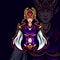 Golden horn evil lady in purple gaming avatar vector mascot