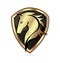 Golden horse emblem icon vector