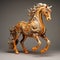 Golden Horse With Intricate Vray Design And Vibrant Colors