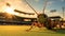 Golden Hour Cricket: Iconic Rock And Roll Imagery In A Stadium