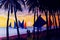 Golden Hour Fascinating Coconut Tree with a Wind Boat Acrylic Painting on the Spot Painting of Beach Sunset by Allan Urpina