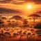 Golden Hour Gathering in the African Sahara