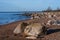 Golden Hour Glow: Rocky Shores of Veczemju Klintis