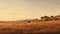 Golden Hour Hill: A Hyper Realistic Landscape With Earthy Tones