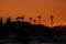 Golden hour with the mountains on the classic Arizona sunset with palm trees