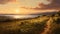 Golden Hour Pathway: Delicately Rendered Scottish Landscape In Hyper Realistic Detail