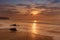 Golden hour sunset at cabo ledo beach,