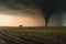 Golden Hour Tornado in Barren Landscape