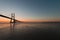 Golden hour at Vasco de Gama Bridge in Lisbon. Ponte Vasco de Gama, Lisboa, Portugal