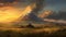 Golden Hour Volcano: Realistic Landscape Art