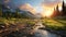 Golden Hour Wilderness Landscape: Stunning Hyper-realistic Nature Study