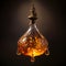 golden-hued hanging oil lamp with a clipping path