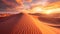 Golden hues paint the captivating Sahara Desert panorama at sunset, a breathtaking spectacle. Ai Generated