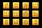 Golden icons Social media. Square buttons set