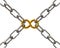 Golden infinity symbol in chains 3d illustration