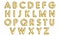 Golden inflatable balloons letters isolated