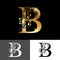 Golden Initial Letter B with floral leaves. Luxury Natural Logo Icon. Elegant botanic design. Modern alphabet concept with floral