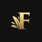 Golden Initial Letter F Leaf Logo