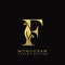 Golden Initial Letter F Luxury logo icon, classy vintage design concept floral leaves for luxuries business, hotel, wedding