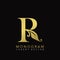 Golden Initial Letter R Luxury logo icon, classy vintage design concept floral leaves for luxuries business, hotel, wedding