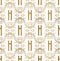 Golden initial seamless pattern with H letter. Heraldic vintage decorative wallpaper, fabric print or wrapping