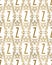 Golden initial seamless pattern with Z letter. Heraldic vintage decorative wallpaper, fabric print or wrapping