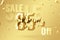 Golden inscription 85 off on a golden background. Price labele sale promotion market. deal tag