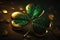 Golden Irish Shamrock Clover. St.Patrick \\\'s Day. Photorealistic drawing generated by AI