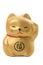 Golden japanese fat cat ceramic on white background