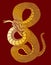 Golden Japanese snake vector for printing on paper and for tattoo design.