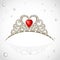 Golden jewelry tiara with diamonds and faceted red stone