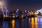 Golden Jubilee Bridges reflecting in the Thames at night