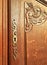 Golden keyhole of vintage wooden cabinet