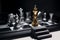 Golden king chess surrounded by enemy