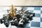 Golden King Chess wins in games with silver chess falling Defeat ed, in concept, business, victory, success and competition On the